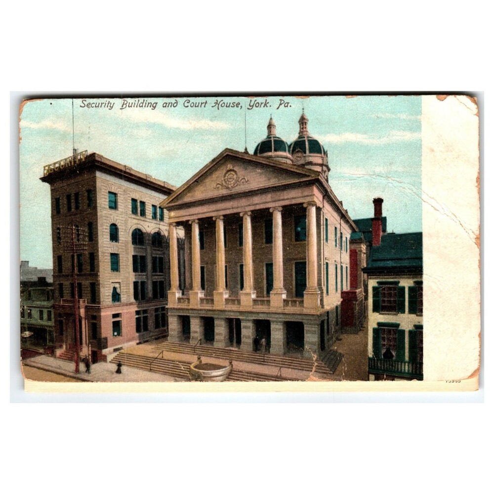 York PA Security Building Court House Tichnor Quality View Postcard 1910s